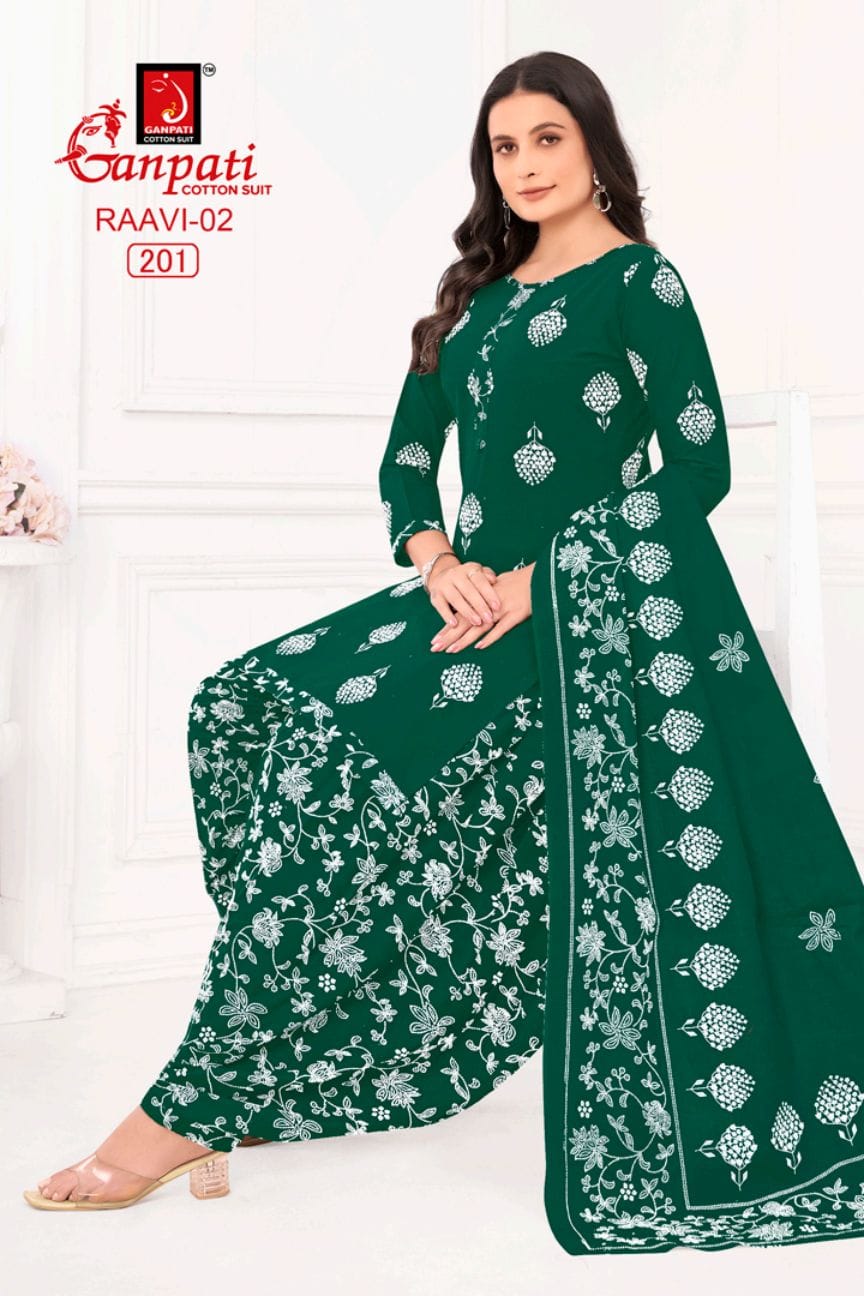 Raavi Vol 2 Ganpati Cotton Patiyala Style Suits Supplier