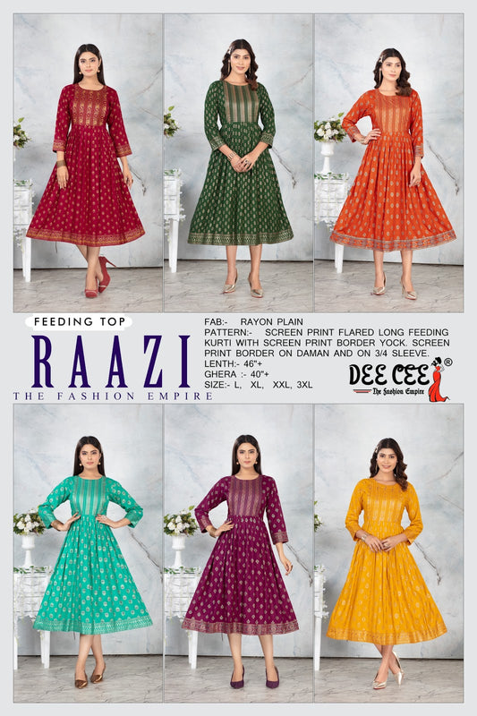 Raazi Deecee Rayon Feeding Kurtis Wholesaler