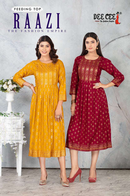 Raazi Deecee Rayon Feeding Kurtis Wholesaler