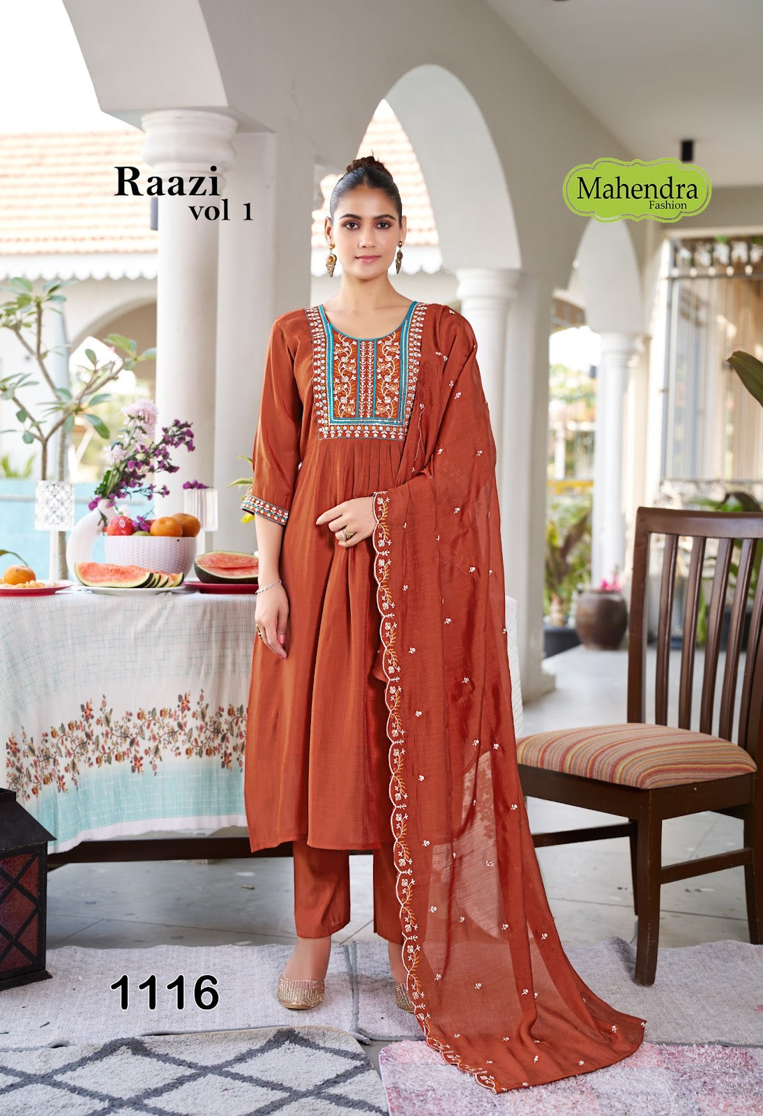 Raazi Vol 1 Mahendra Fashion Chanderi Readymade Anarkali Suits Wholesaler Ahmedabad