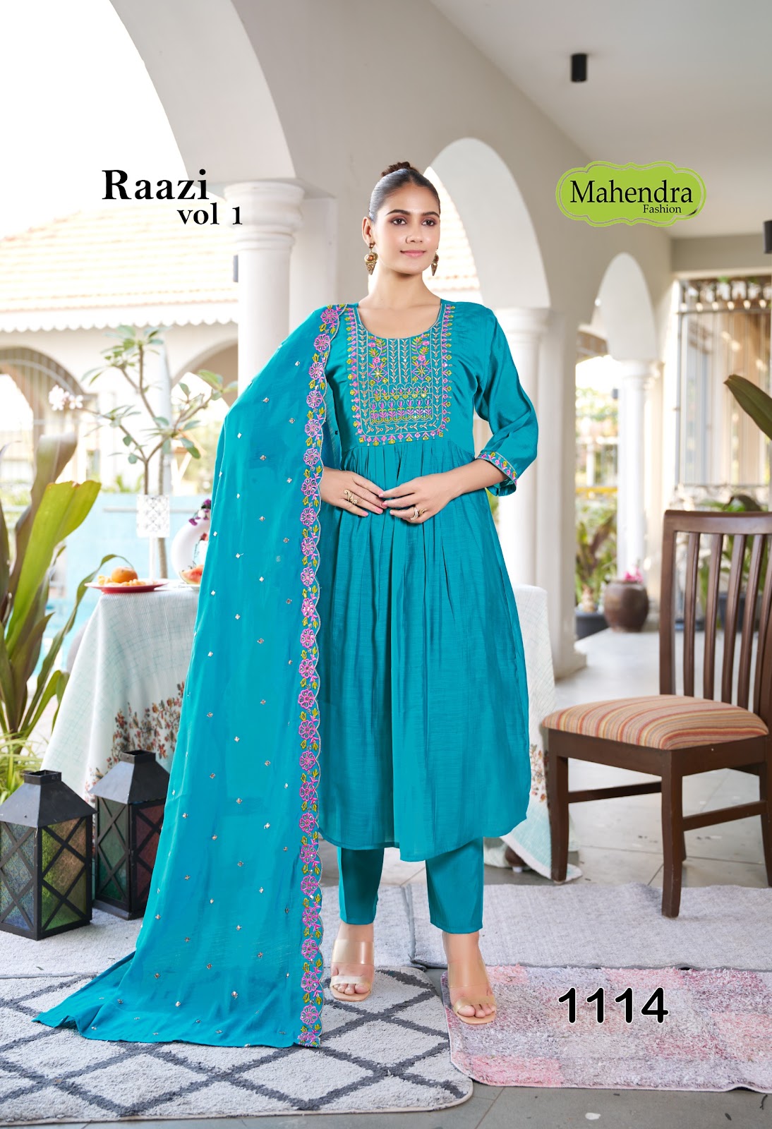 Raazi Vol 1 Mahendra Fashion Chanderi Readymade Anarkali Suits Wholesaler Ahmedabad