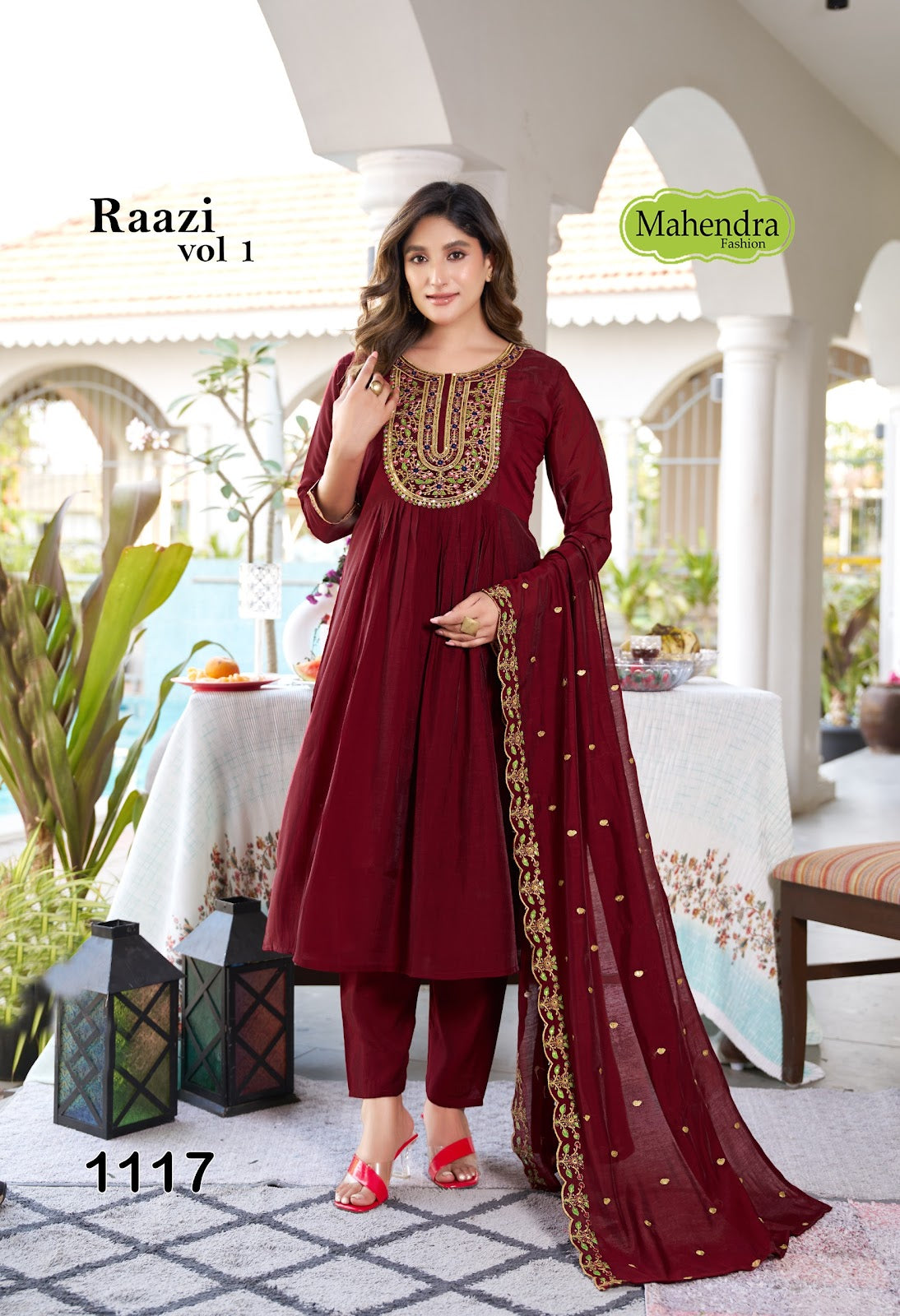 Raazi Vol 1 Mahendra Fashion Chanderi Readymade Anarkali Suits Wholesaler Ahmedabad