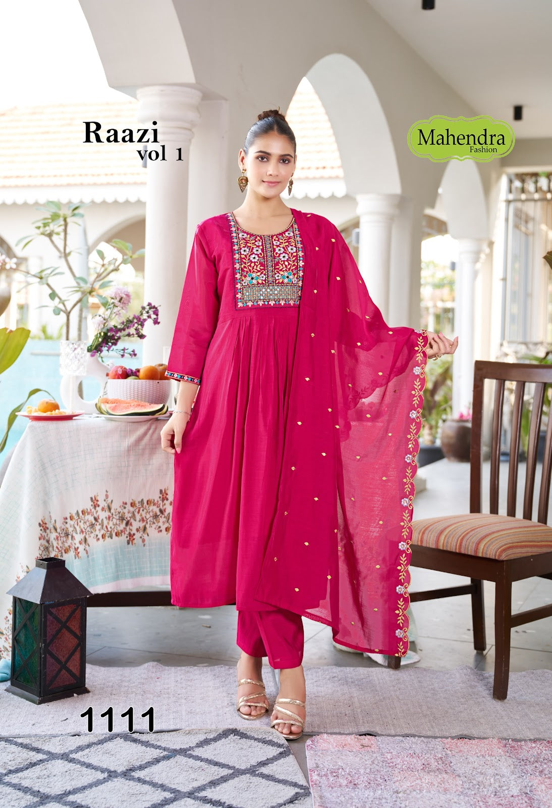 Raazi Vol 1 Mahendra Fashion Chanderi Readymade Anarkali Suits Wholesaler Ahmedabad
