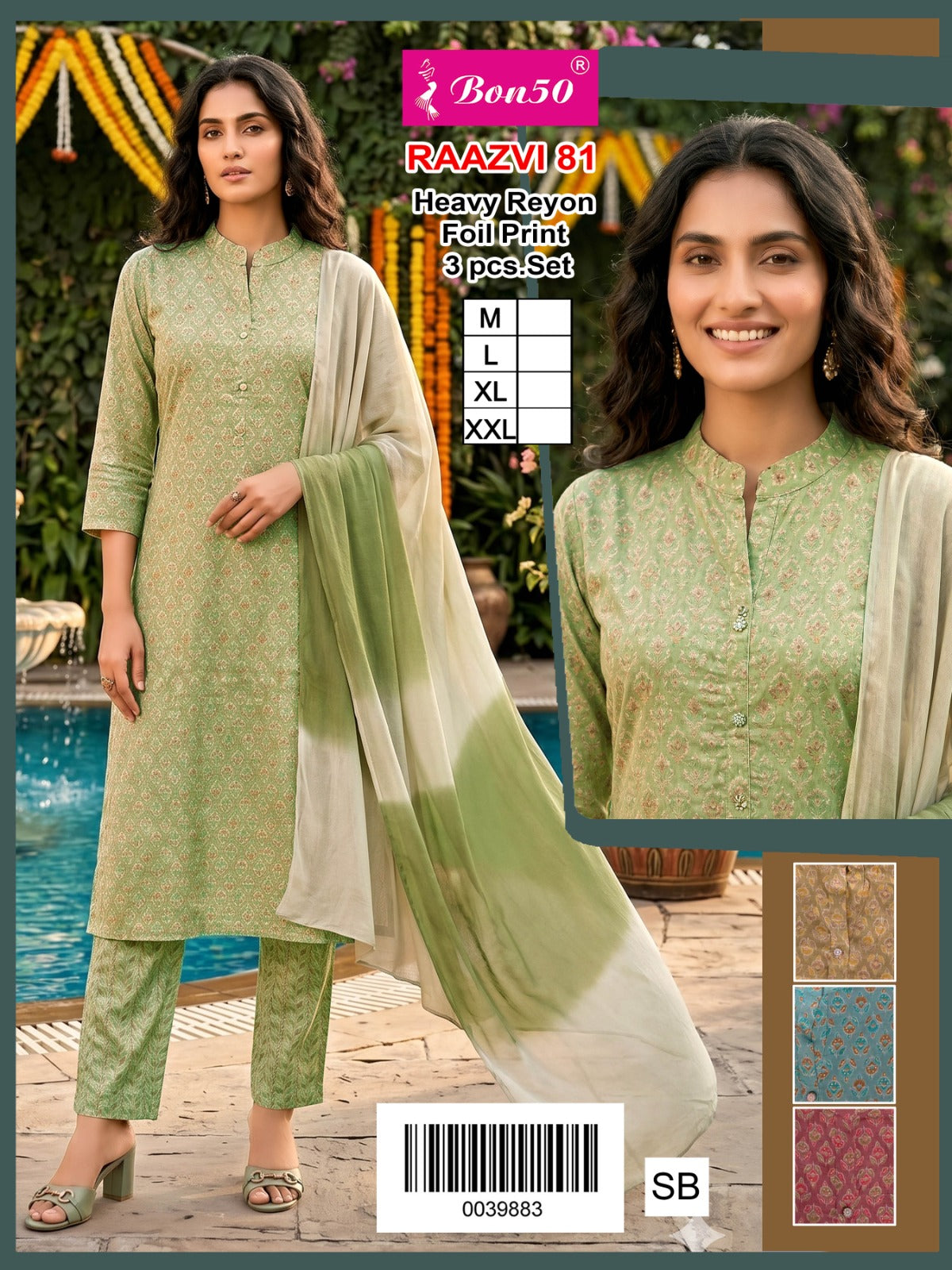 Raazvi Bon50 Reyon Readymade Pant Style Suits Manufacturer Gujarat