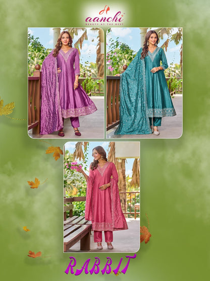 Rabbit Aanchi Vichitra Silk Readymade Anarkali Suits Supplier