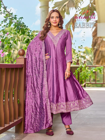 Rabbit Aanchi Vichitra Silk Readymade Anarkali Suits Supplier