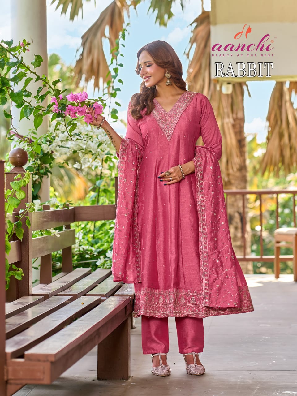 Rabbit Aanchi Vichitra Silk Readymade Anarkali Suits Supplier