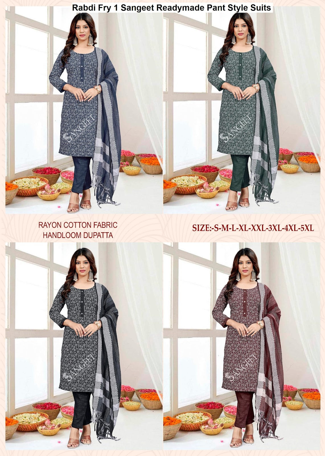 Rabdi Fry 1 Sangeet Rayon Cotton Readymade Pant Style Suits Manufacturer India