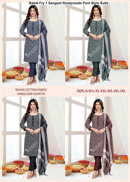 Rabdi Fry 1 Sangeet Rayon Cotton Readymade Pant Style Suits Manufacturer India