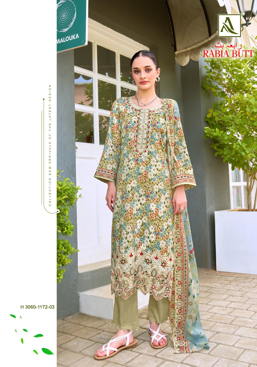 Rabia Butt Alok Cambric Cotton Karachi Salwar Suits Wholesaler