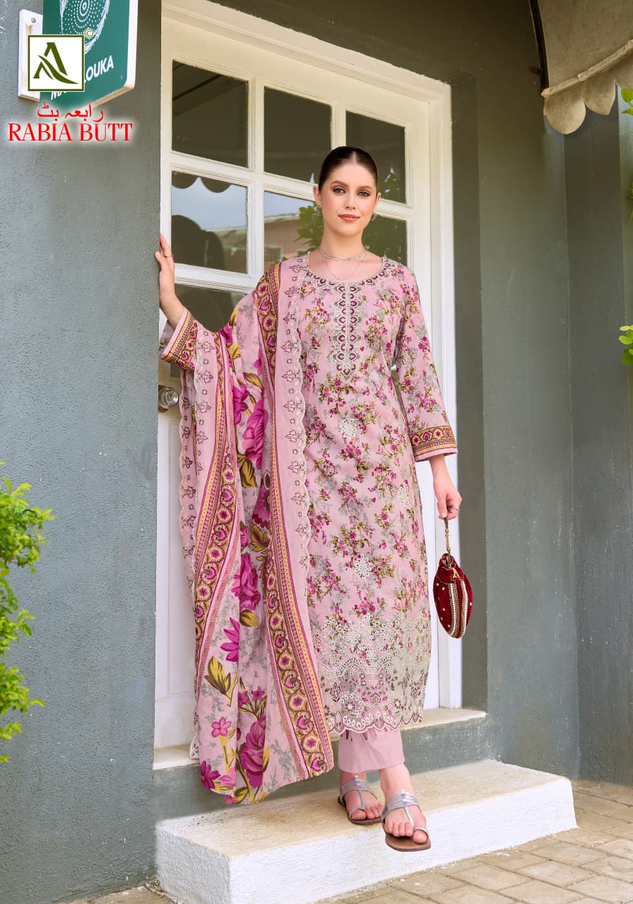 Rabia Butt Alok Cambric Cotton Karachi Salwar Suits Wholesaler