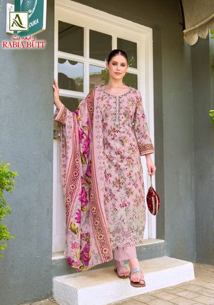 Rabia Butt Alok Cambric Cotton Karachi Salwar Suits Wholesaler