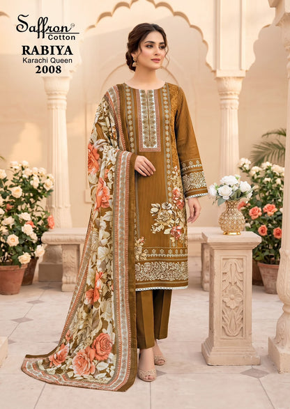 Rabiya Queen Vol 2 Saffron Cotton Karachi Salwar Suits Exporter Ahmedabad