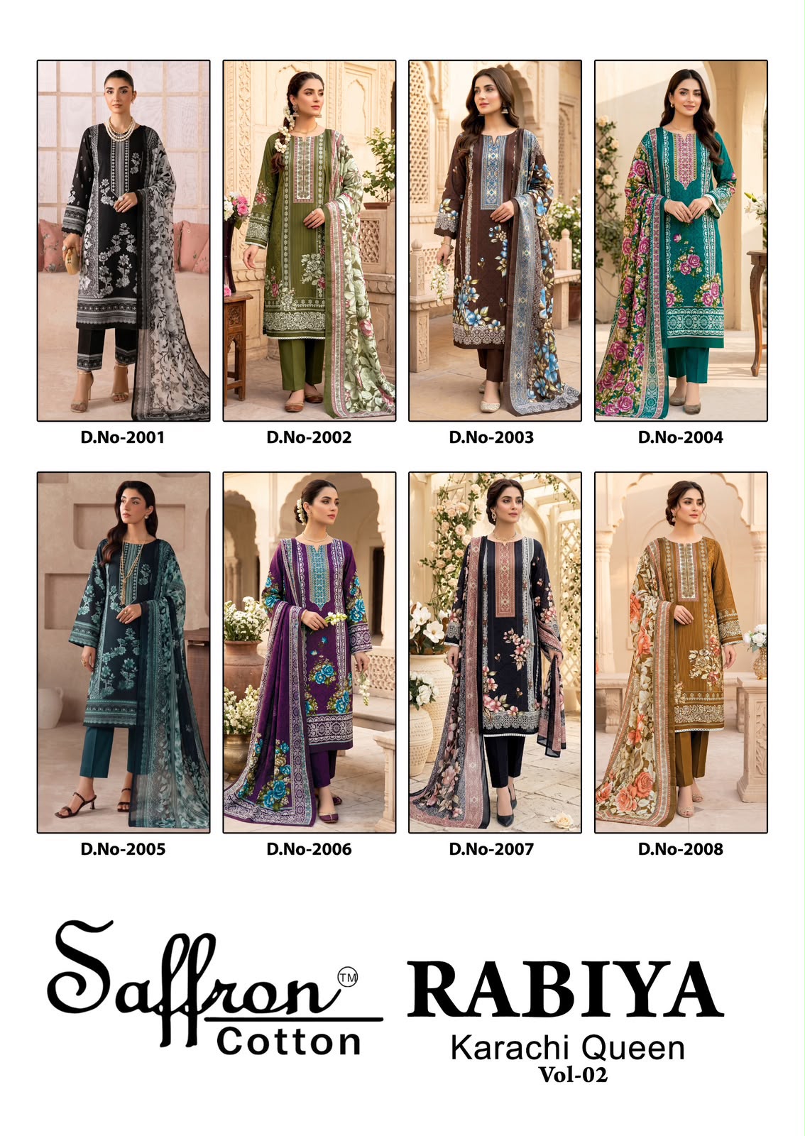 Rabiya Queen Vol 2 Saffron Cotton Karachi Salwar Suits Exporter Ahmedabad