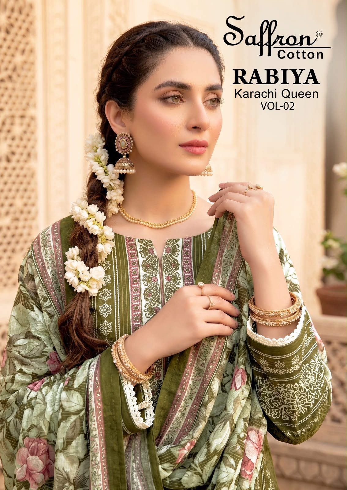 Rabiya Queen Vol 2 Saffron Cotton Karachi Salwar Suits Exporter Ahmedabad