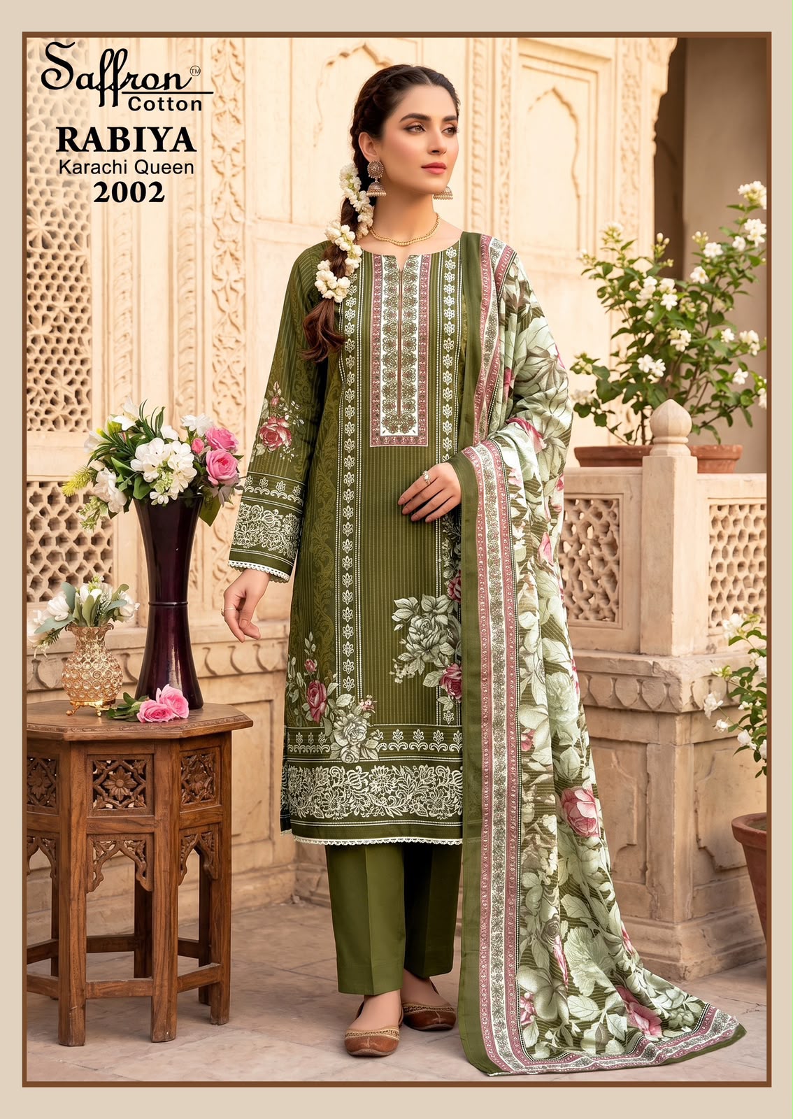 Rabiya Queen Vol 2 Saffron Cotton Karachi Salwar Suits Exporter Ahmedabad