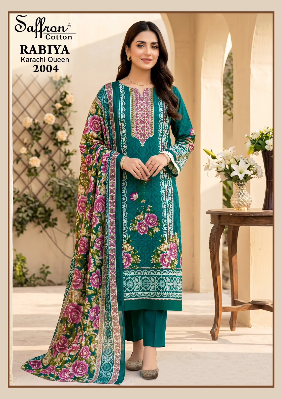 Rabiya Queen Vol 2 Saffron Cotton Karachi Salwar Suits Exporter Ahmedabad