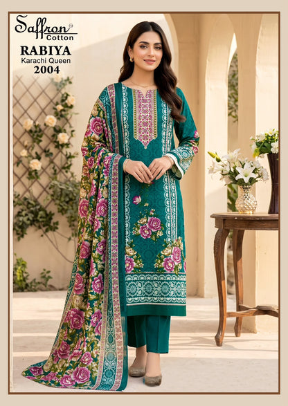 Rabiya Queen Vol 2 Saffron Cotton Karachi Salwar Suits Exporter Ahmedabad