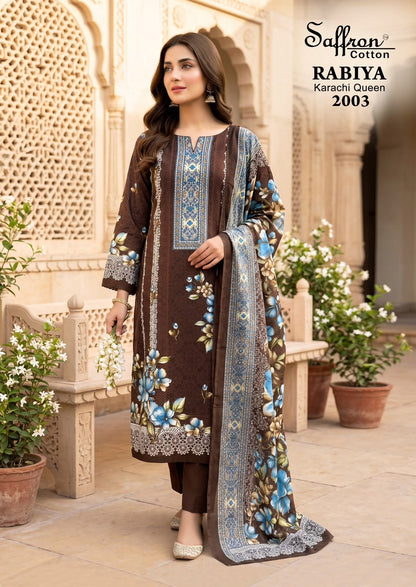 Rabiya Queen Vol 2 Saffron Cotton Karachi Salwar Suits Exporter Ahmedabad