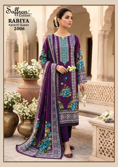 Rabiya Queen Vol 2 Saffron Cotton Karachi Salwar Suits Exporter Ahmedabad