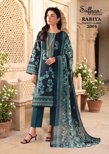 Rabiya Queen Vol 2 Saffron Cotton Karachi Salwar Suits Exporter Ahmedabad