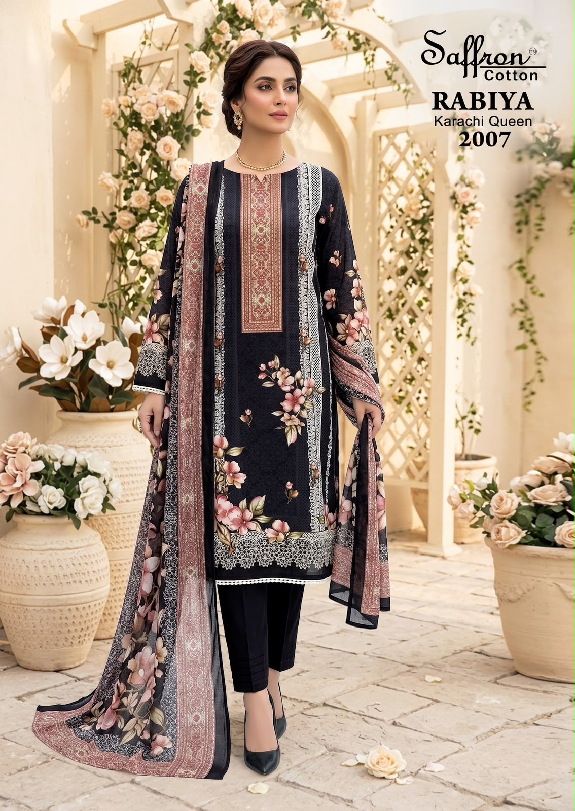Rabiya Queen Vol 2 Saffron Cotton Karachi Salwar Suits Exporter Ahmedabad