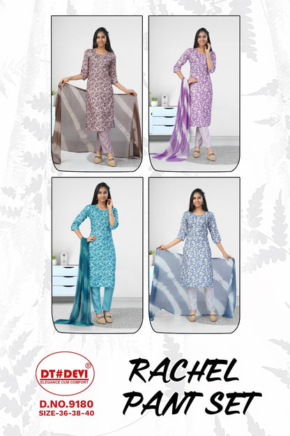 Rachel Dn 9180 Dt Devi Rayon Slub Girls Readymade Pant Suits Manufacturer Ahmedabad