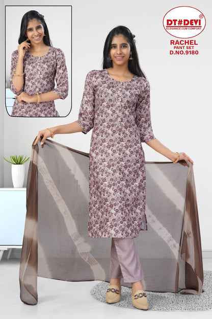 Rachel Dn 9180 Dt Devi Rayon Slub Girls Readymade Pant Suits Manufacturer Ahmedabad