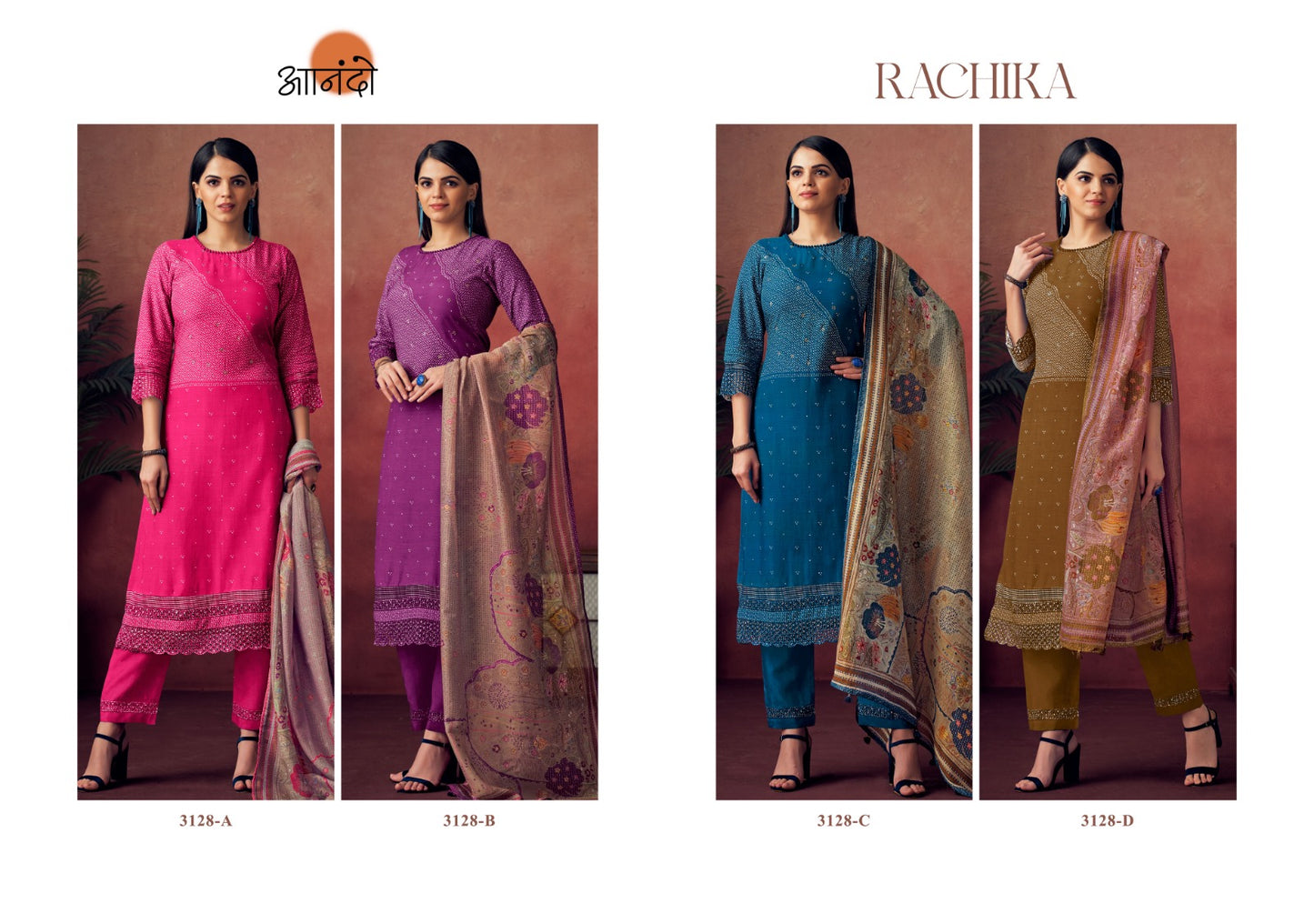 Rachika 3128 Anando Muslin Silk Pant Style Suits Manufacturer Gujarat