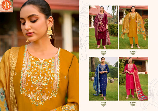 Rachita Sbs Chinnon Silk Readymade Pant Style Suits Exporter