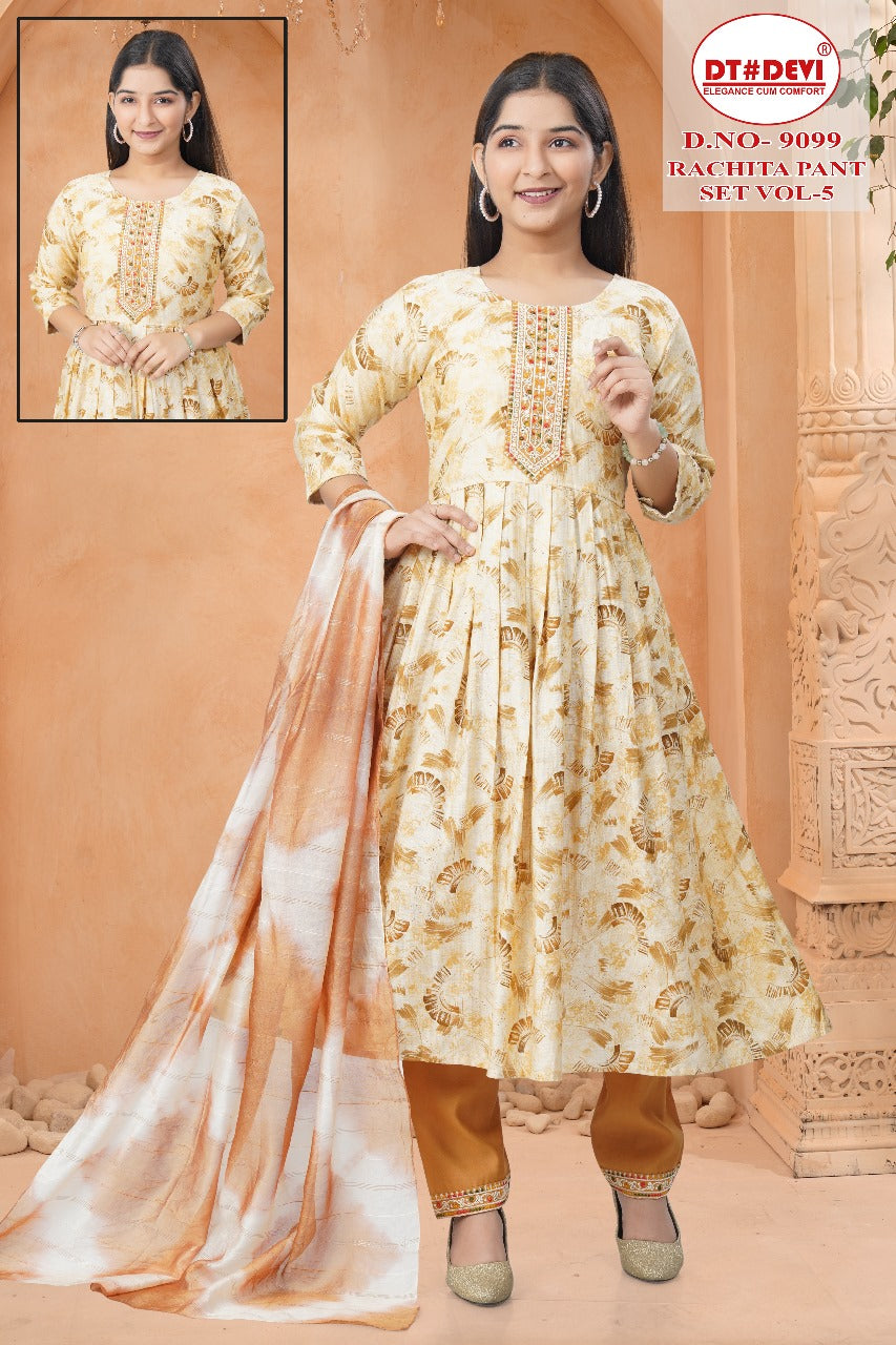 Rachita Vol 5 Dn 9099 Dt Devi Vetican Girls Readymade Pant Suits Supplier Gujarat
