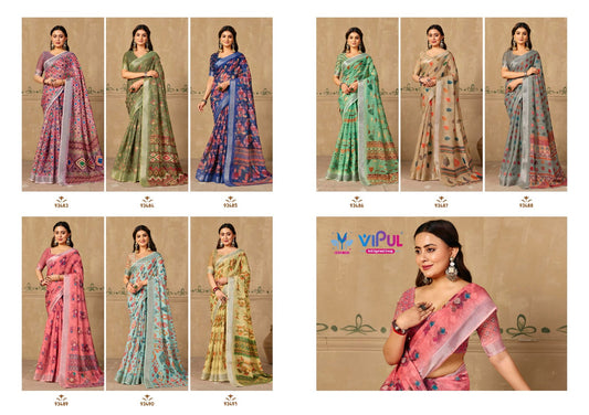 Rachna Vol 5 Vipul Linen Sarees Manufacturer India