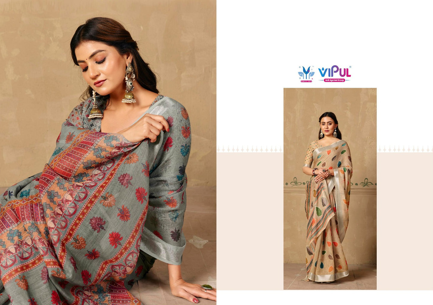Rachna Vol 5 Vipul Linen Sarees Manufacturer India