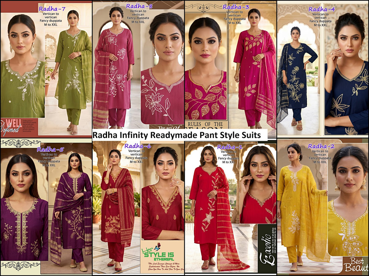 Radha Infinity Vertican Readymade Pant Style Suits Wholesaler India