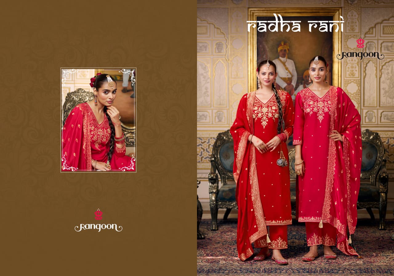 Radha Rani Rangoon Silk Readymade Pant Style Suits Manufacturer