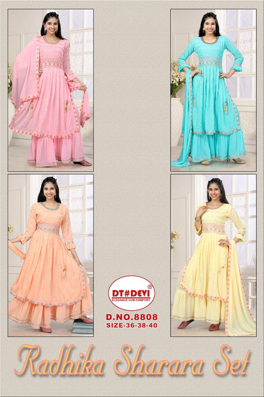 Radhika 8808 Dt Devi Georgette Girls Readymade Sharara Suits Wholesaler