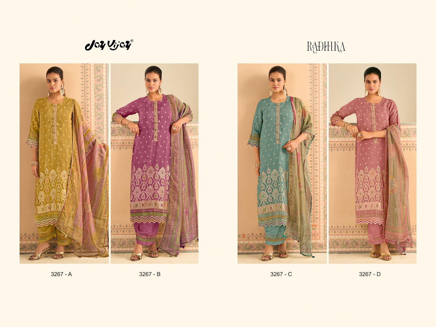 Radhika Jay Vijay Organza Plazzo Style Suits Exporter