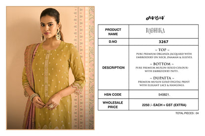 Radhika Jay Vijay Organza Plazzo Style Suits Exporter