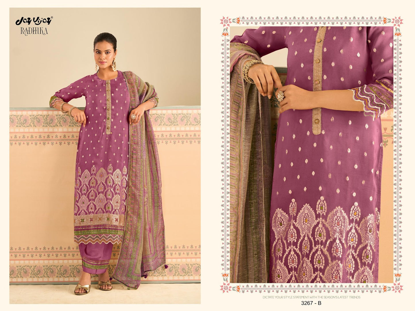 Radhika Jay Vijay Organza Plazzo Style Suits Exporter