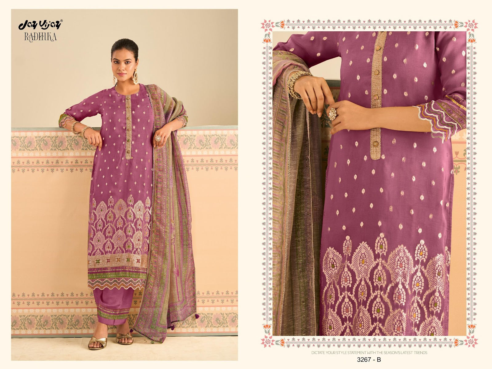 Radhika Jay Vijay Organza Plazzo Style Suits Exporter