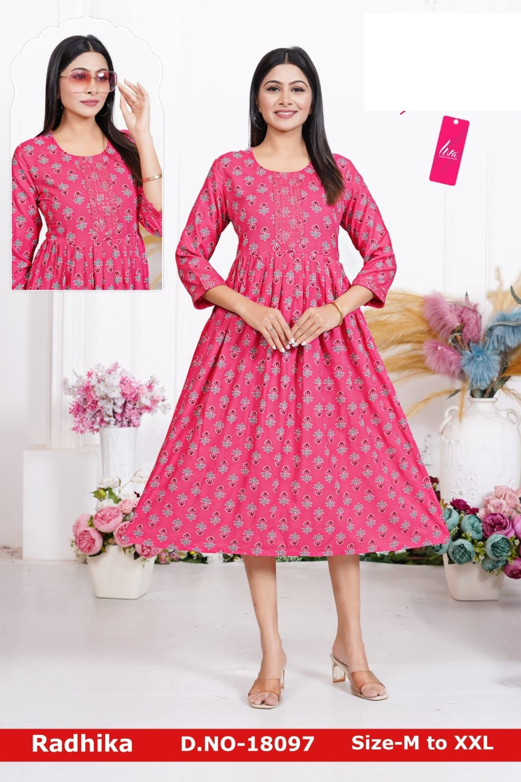 Radhika Liva Jnx Rayon Anarkali Kurtis Supplier Ahmedabad