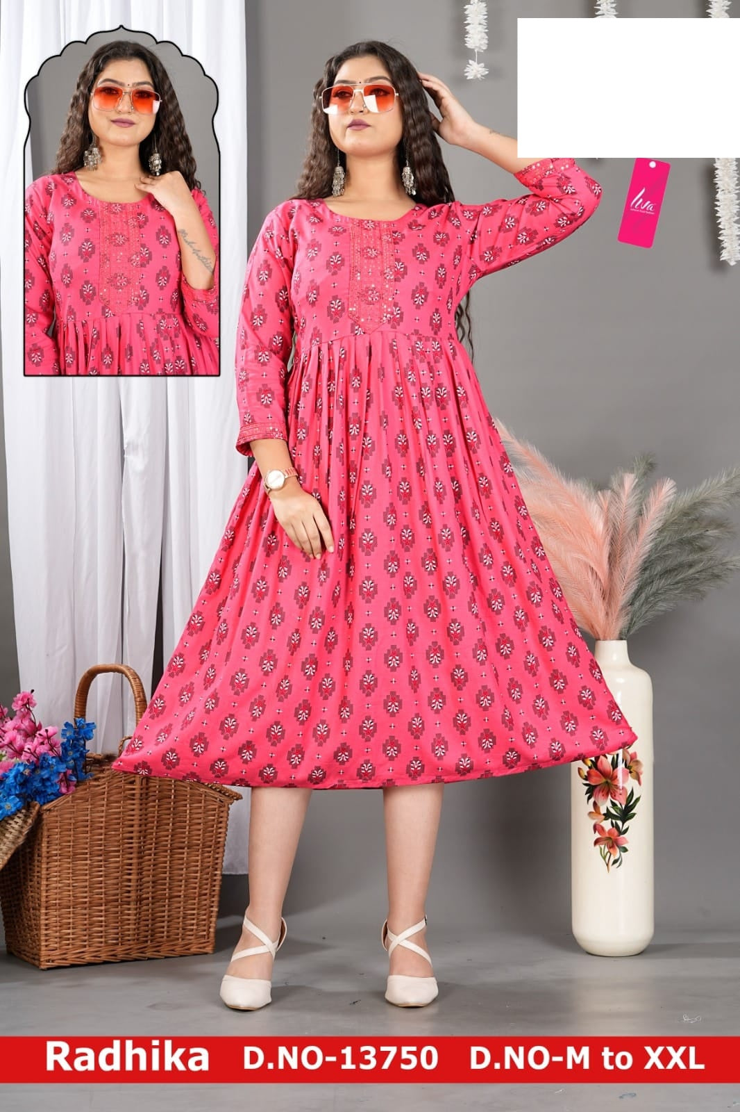 Radhika Liva Jnx Rayon Anarkali Kurtis Supplier Ahmedabad