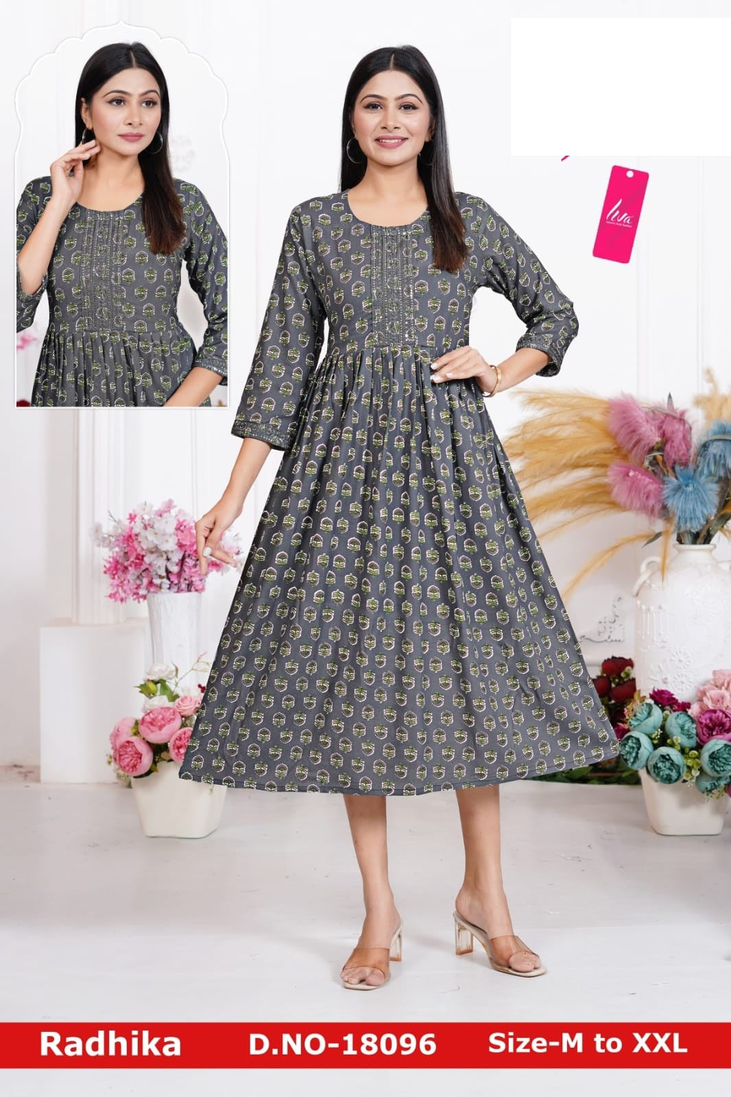 Radhika Liva Jnx Rayon Anarkali Kurtis Supplier Ahmedabad