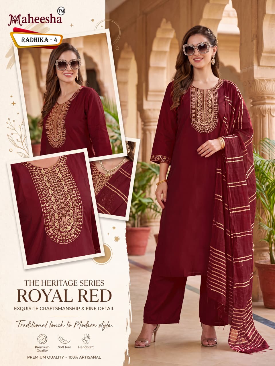 Radhika Maheesha Roman Silk Readymade Pant Style Suits Supplier Gujarat