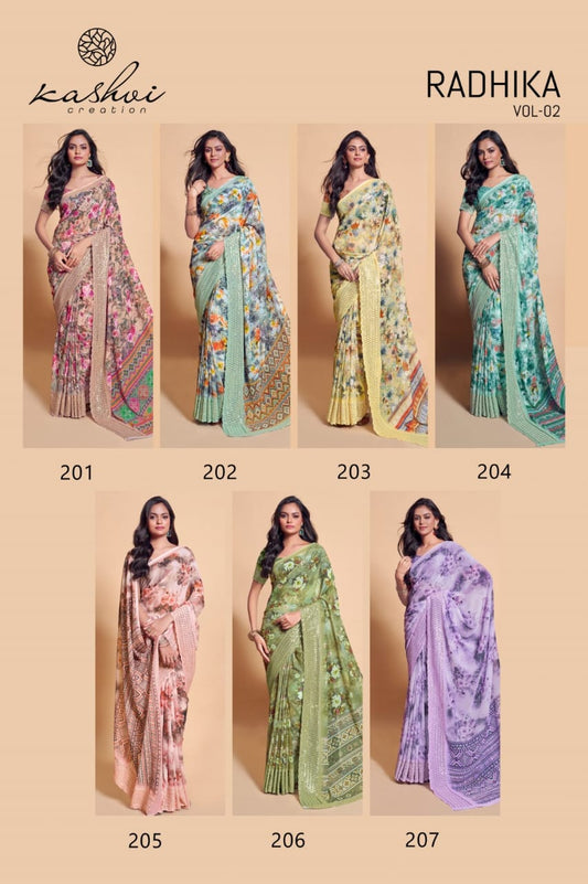 Radhika Vol 2 Kashvi Creation Weightless Sarees Supplier Gujarat