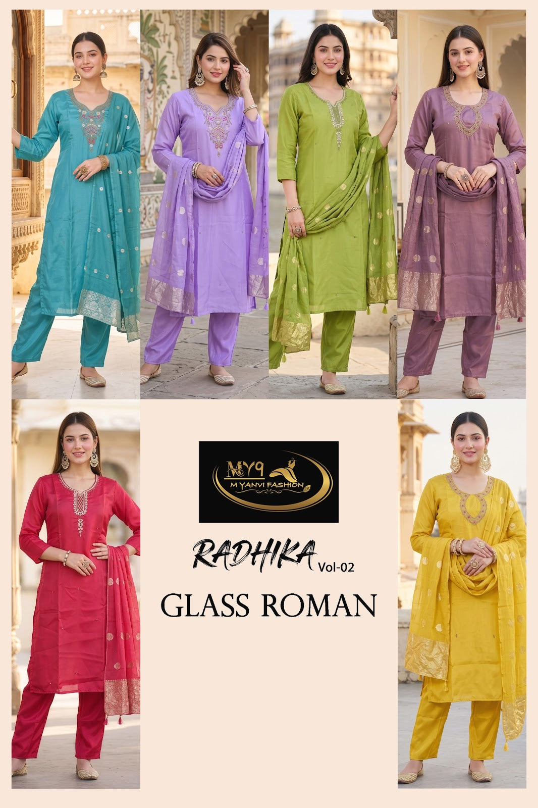 Radhika Vol 2 My9 Roman Readymade Pant Style Suits Manufacturer Ahmedabad