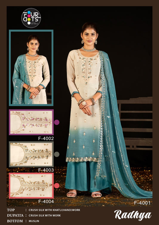Radhya Four Dots Crush Plazzo Style Suits Supplier Ahmedabad