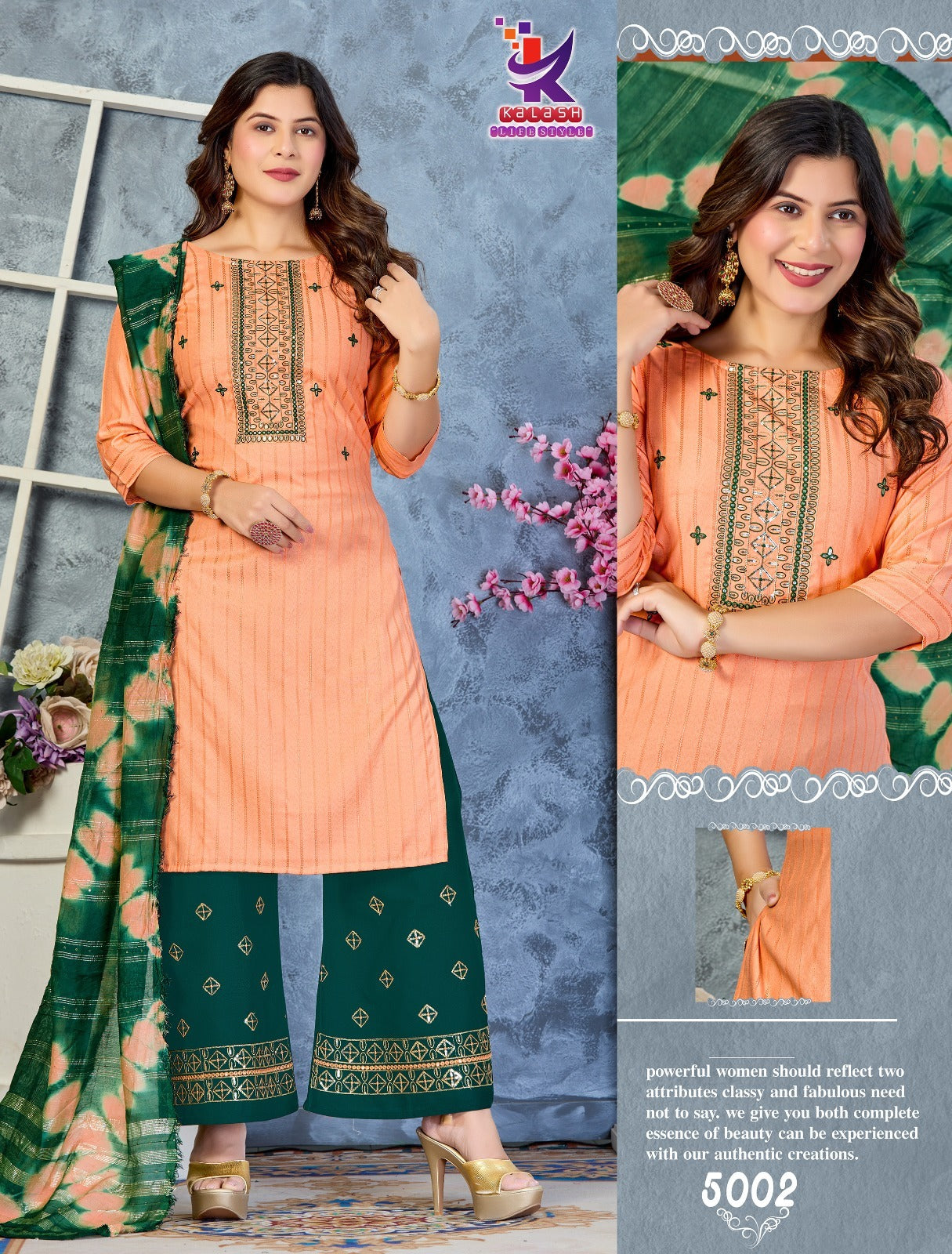 Radiant Glow Mlm Kalash Lifestyle Bombay Readymade Plazzo Style Suits Wholesale