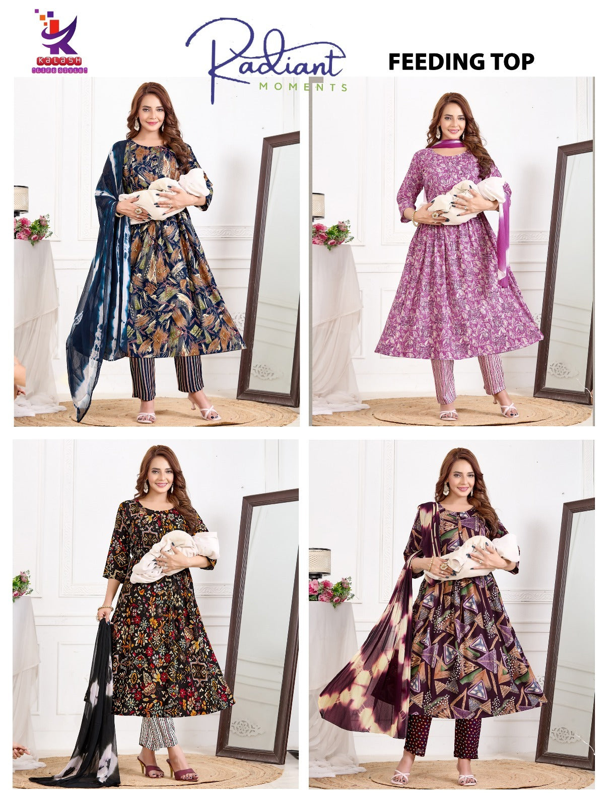 Radiant Moment Mlm Kalash Lifestyle Rayon 14Kg Feeding Readymade Suit Manufacturer India