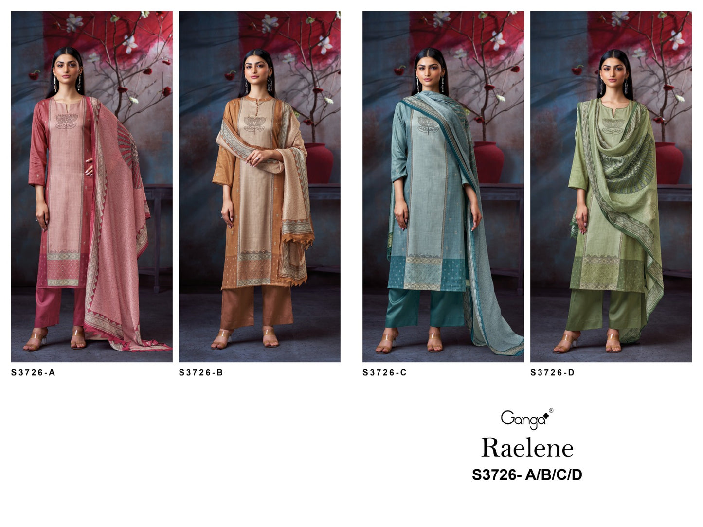 Raelene 3726 Ganga Premium Cotton Plazzo Style Suits Wholesale Price